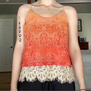 NWT Cato Orange Y2K Lace Embellished Camisole